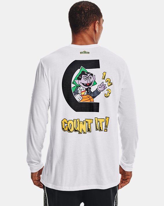 Camiseta de manga larga Curry Count para hombre, White, pdpMainDesktop image number 1